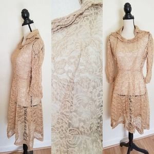 1940s/50s Pink Lace Dress || Medium